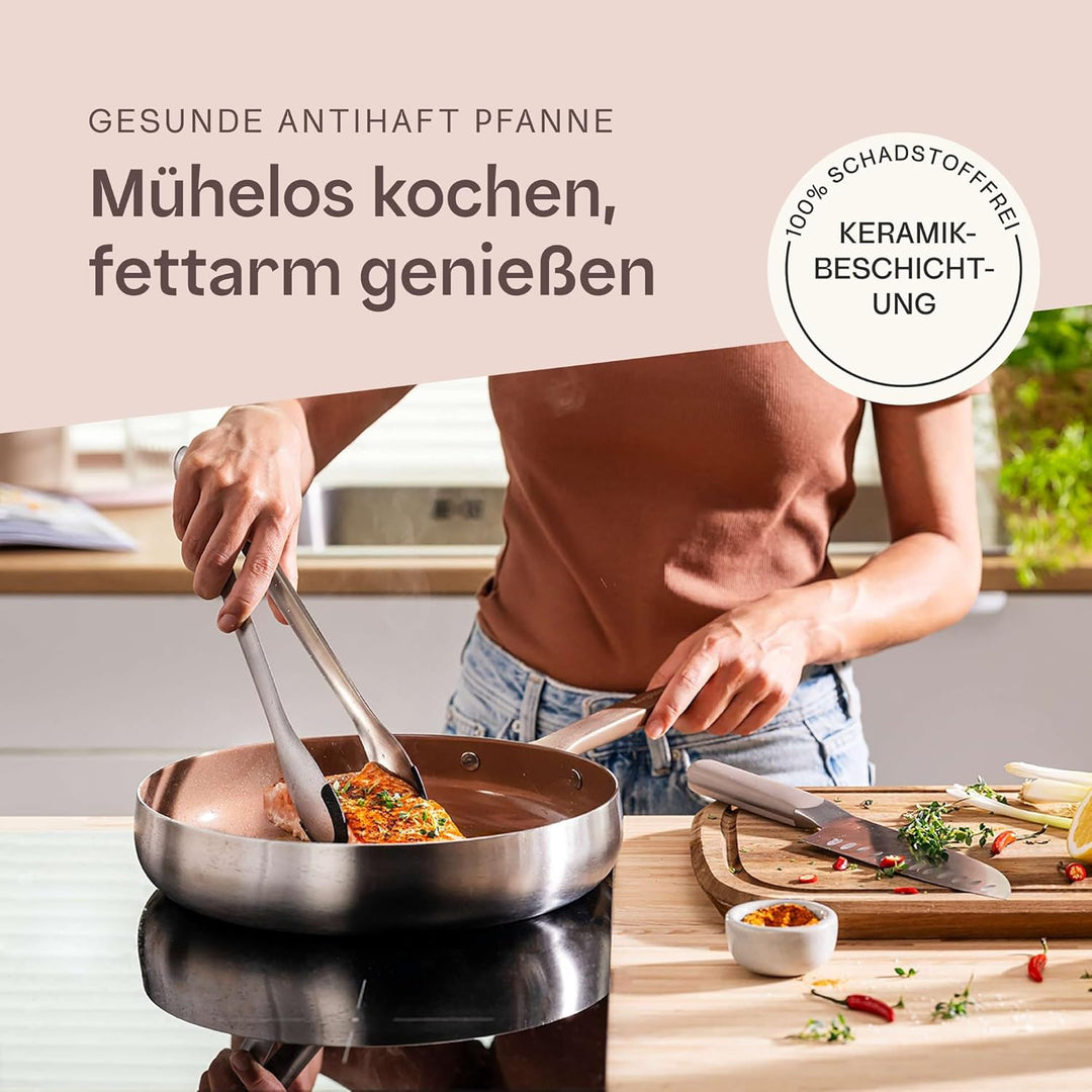 BergHOFF Home Pfannenset - 2-tlg. - Antihaft-Pfanne ohne pfas – beschichtete Pfannen – Edelstahlpfan