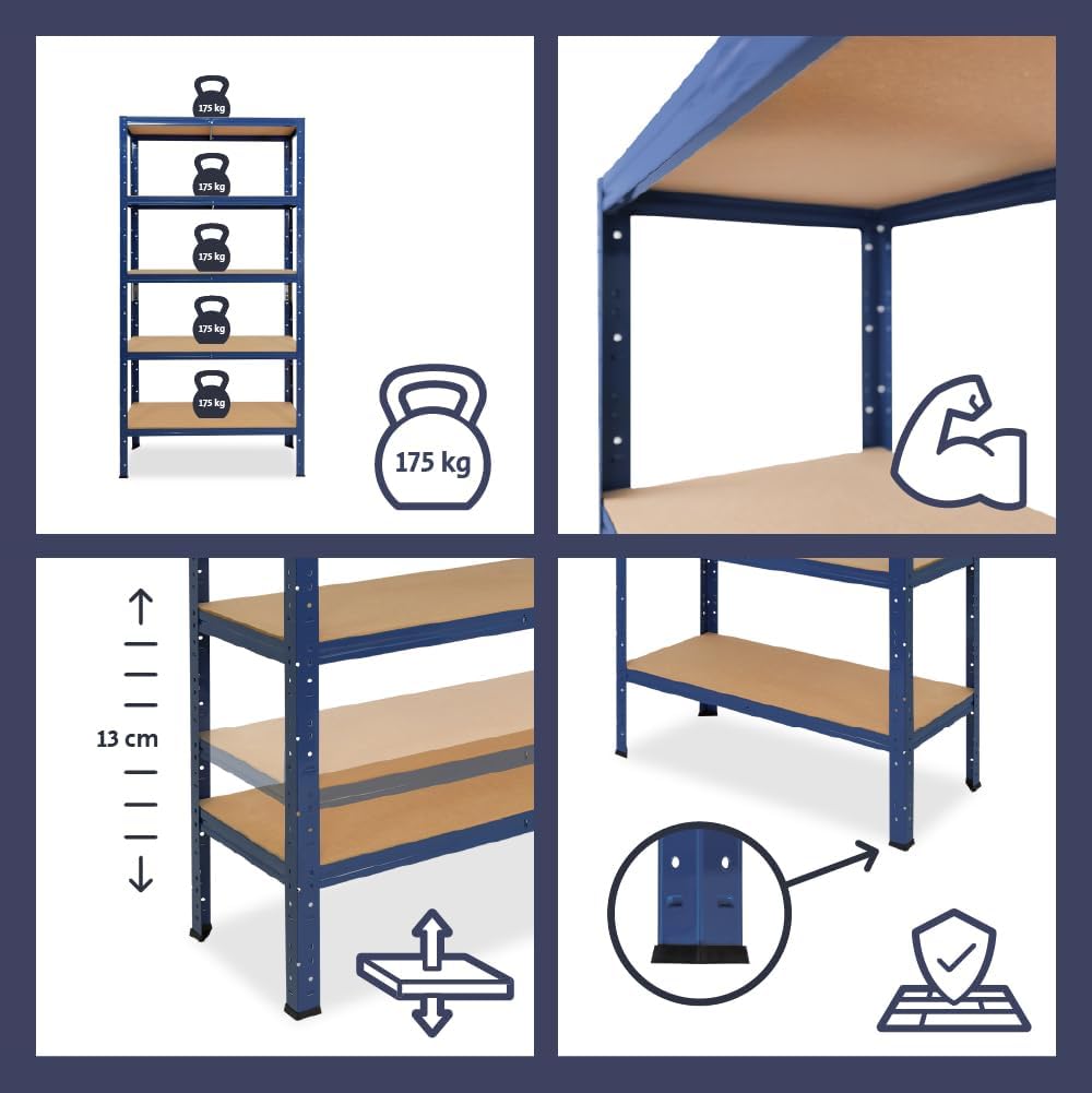 shelfplaza® 100x45x40cm Home Schwerlastregal blau/Metallregal mit 3 Böden/Kellerregal Metall, Garage