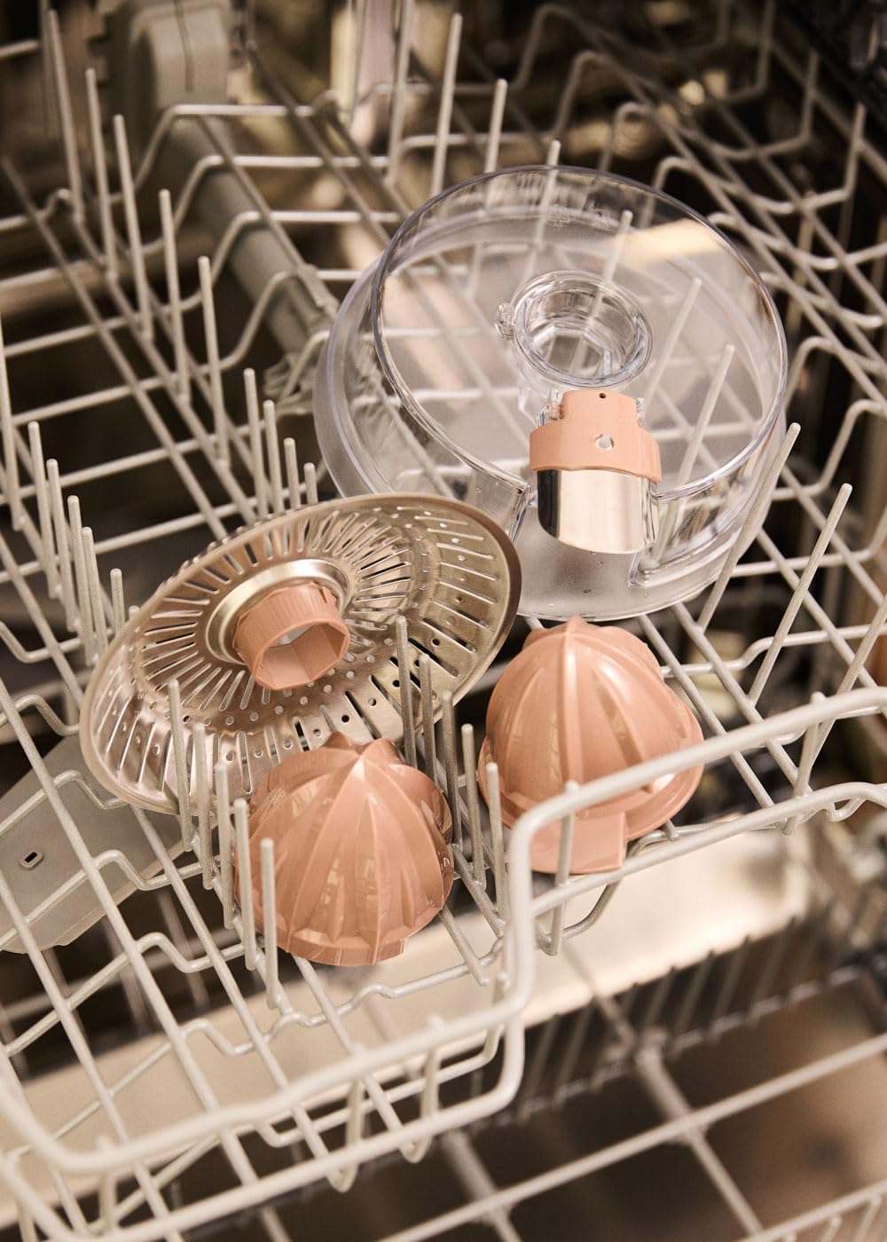 CREATE/JUICER STUDIO/Elektrische Zitruspresse in Mokka/Spritzfrei, 230ml Behälter, Fruchtfleischfilt