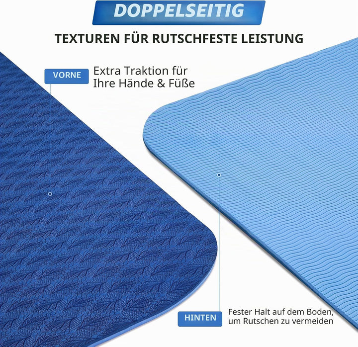 CAMBIVO Yoga Matte 183cm x 61cm, 8mm Dicke Pilates Matte Gymnastikmatte Rutschfest &amp; Gepolstert,Yoga