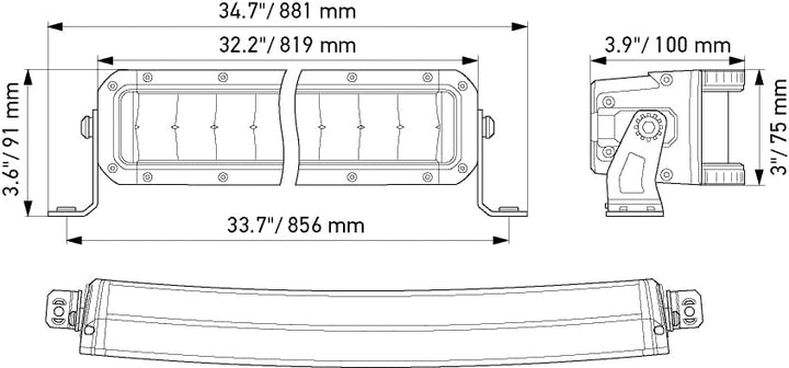 HELLA LED Scheinwerfer Black Magic Double Row Curved Lightbar 30" - ECE Zulassung - 12/24V - 7900lm