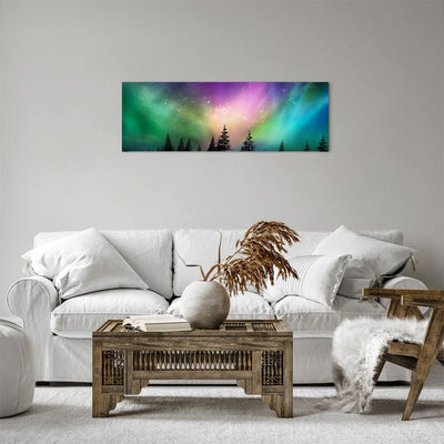 Panorama Bilder auf Leinwand Aurora Polar Nacht Leinwandbild 90x30cm Wandbilder Dekoration Wohnzimme