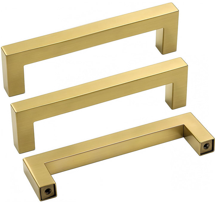goldenwarm 5 Stück Schrankgriffe Gold Möbelgriffe 96mm Lochabstand Goldene Griffe Küchenschrank Grif