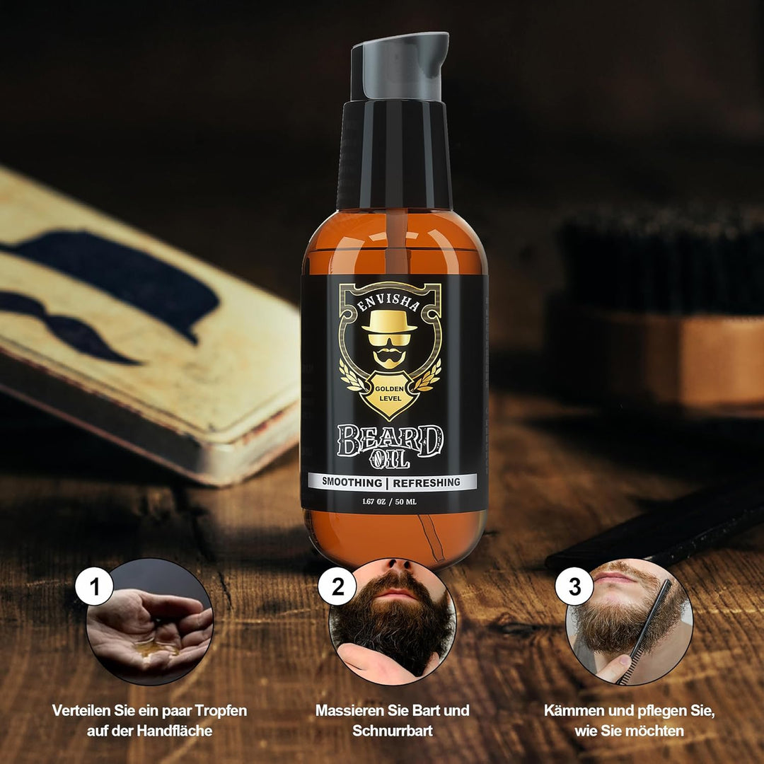 Bartöl-Conditioner mit Kamm, natürlicher Bart-Conditioner mit süssem Orangenduft – macht den Bart we