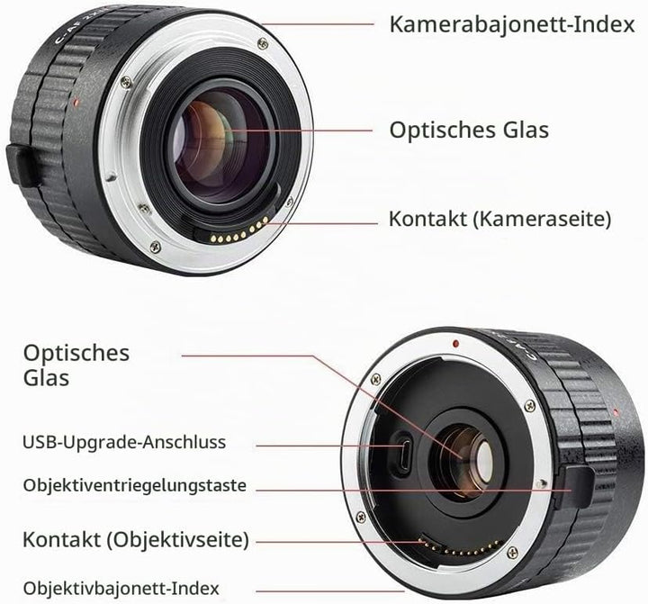 EF Objektiv 2.0X Telekonverter,VILTROX C-AF 2XII Teleplus Autofokus 2X Tele-Extender für Canon EF Mo
