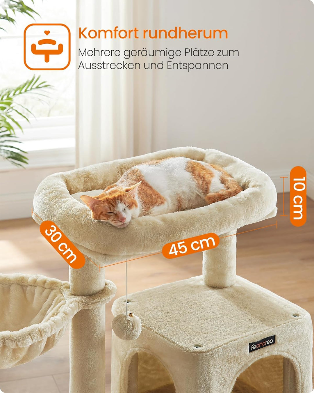 Feandrea Kratzbaum, Katzenbaum mit grosser Plattform, beige PCT51M, beige