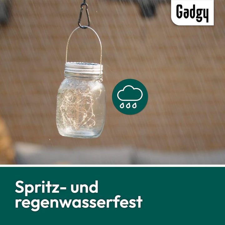 Gadgy Solarglas für Aussen Wasserdicht | Set 3 Stück | Gartendeko Draussen | Balkon licht | Terrasse