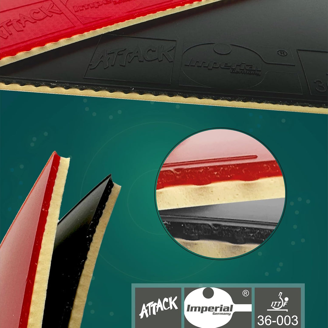 Imperial Attack Classic | Offensiv Tischtennisbelag | Noppen innen | Wettkampf & Training | ITTF Zul