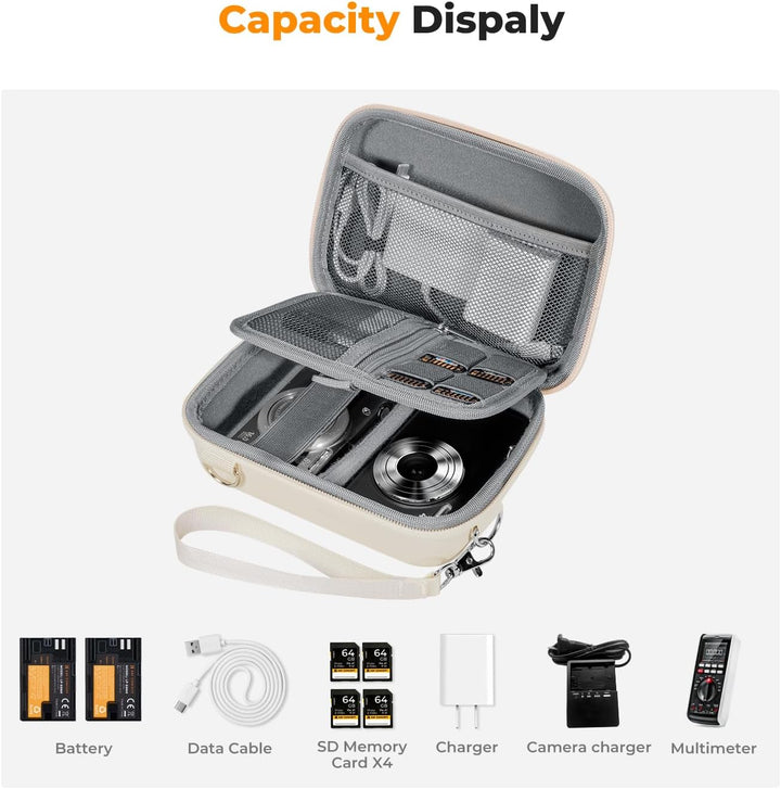 K&F Concept Digitalkamera Tasche kompatibel Fotokamera Tasche Eva-Hartschalendesign (nur Hülle) Beig