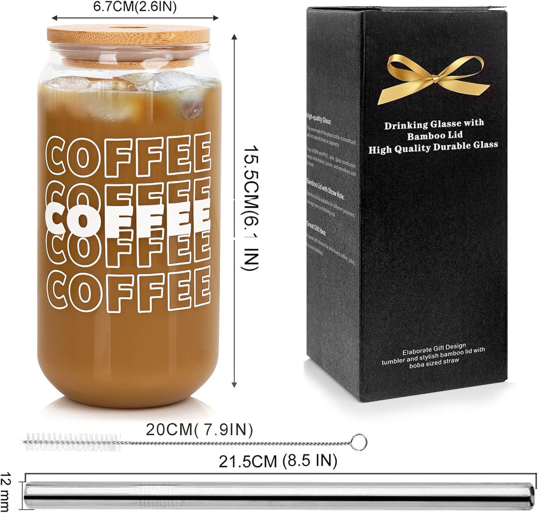 18OZ Glas Trinkbecher mit Deckel und Strohhalm, Valentinstag Geschenke für Frauen, Eiskaffeebecher B
