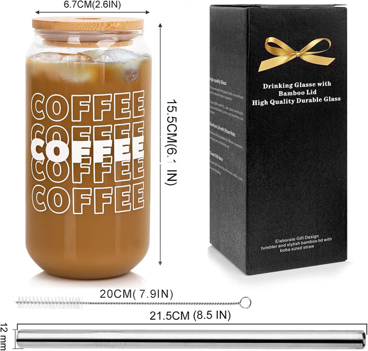 18OZ Glas Trinkbecher mit Deckel und Strohhalm, Valentinstag Geschenke für Frauen, Eiskaffeebecher B