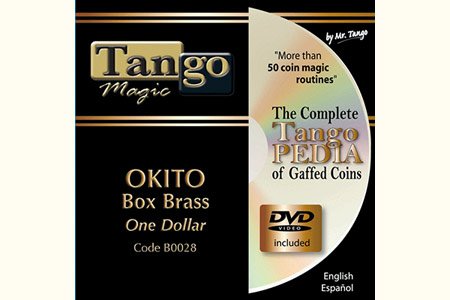 Okito Coin Box (BRASS w/DVD)(B0028) One Dollar by Tango Magic - Trick