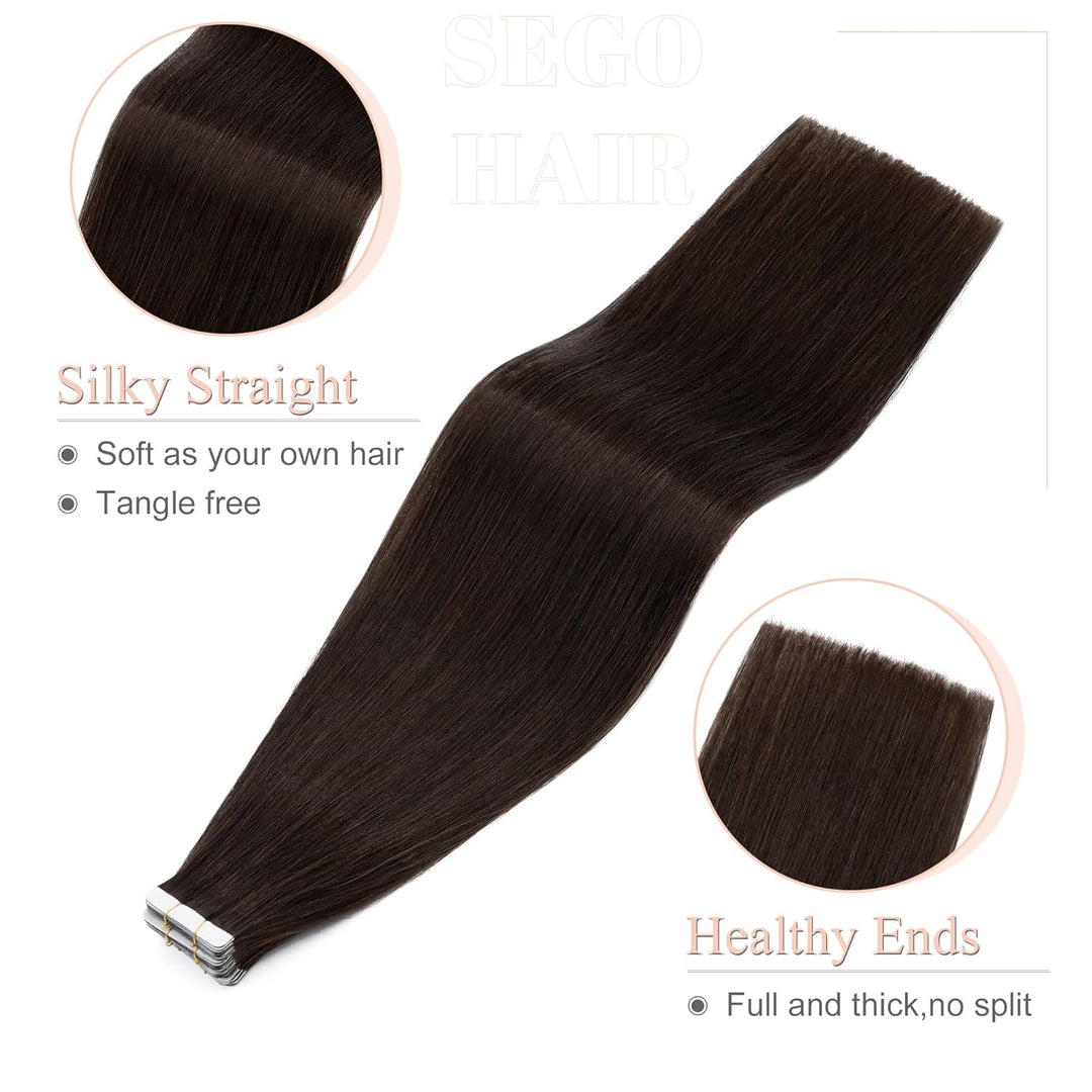 SEGO Echthaar Tape in Extensions Haarverlängerung Invisible Seamless Haarteile Skin Weft Menschenhaa