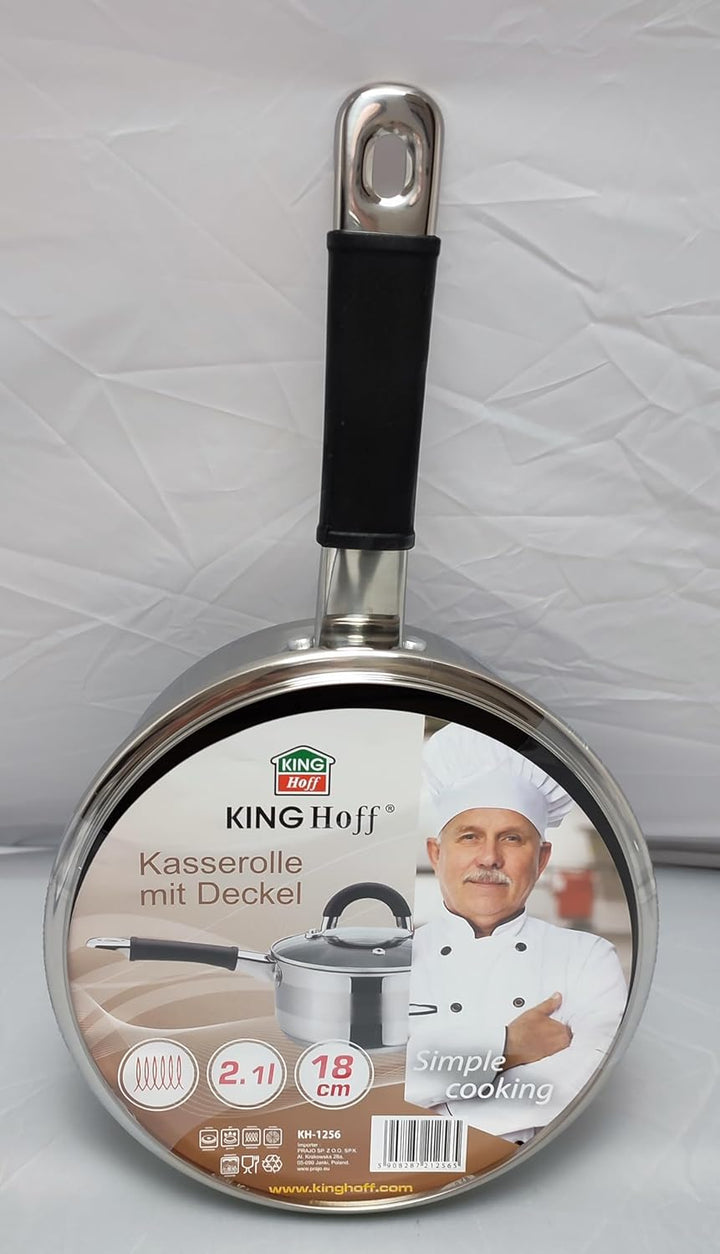 Kochtopf mit Deckel und Griff 2L 18cm KH-1256 Edelstahl 18 cm, 18 cm