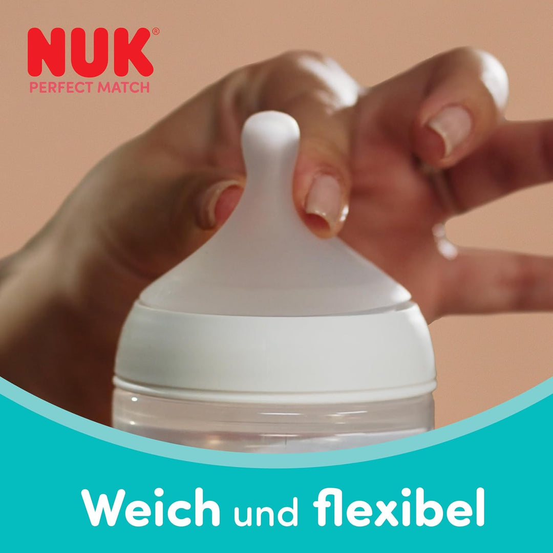 NUK Perfect Match Babyflaschenset | Ab 3 Monate | Passt sich dem Baby an |Temperature Control | Anti