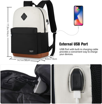 YAMTION Schulrucksack für Mädchen und Jungen, Laptop-Rucksack mit USB-Ladeanschluss für Damen und He