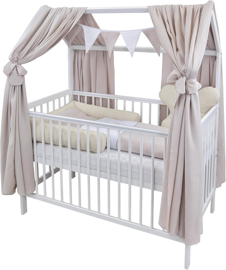 Generisch Baby Delux Hausbett Himmel Betthimmel aus Musselin 2-teilig 160x300 cm 2 Stück für Kinderb