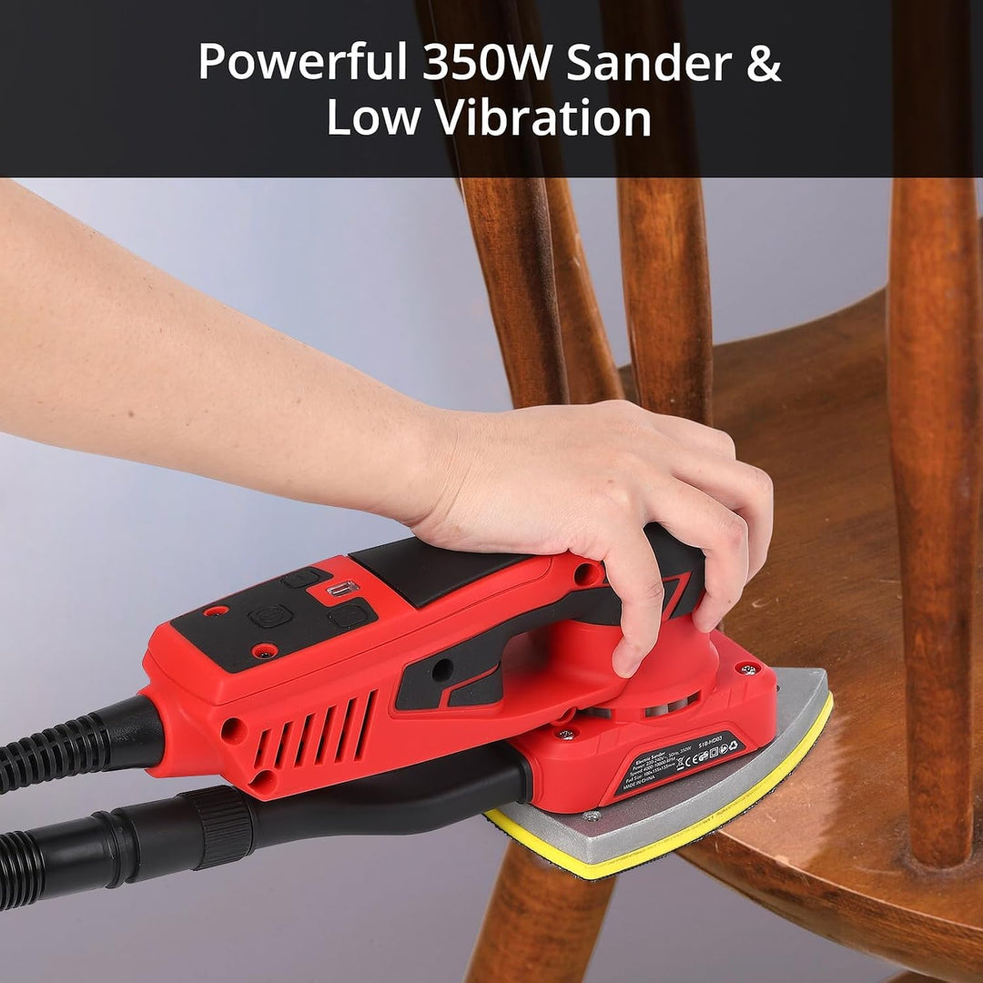 350W Brushless Electric Sander, Detail & Random Orbital Multi-Sander for Wood, 5-Speed Variable 4000