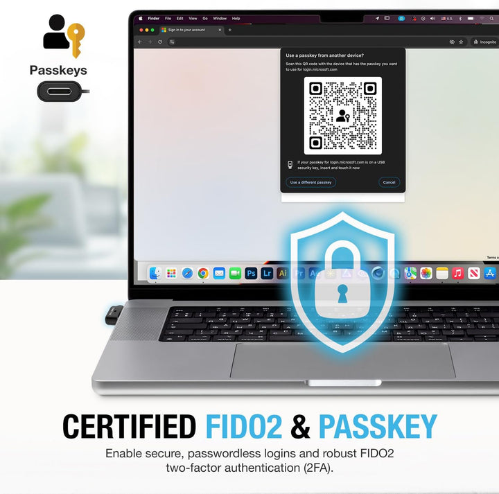 Thetis Nano-C FIDO2 Sicherheitsschlüssel, Hardware-Passkey-Gerät mit USB Typ C, TOTP/HOTP, FIDO2.0 Z
