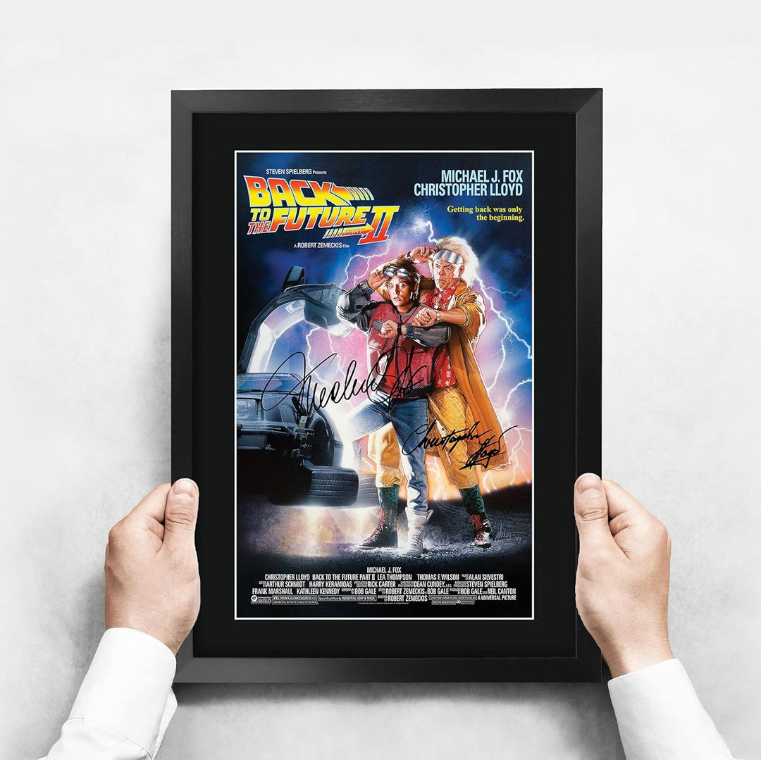 HWC Trading A3 FR Zurück in die Zukunft 2 Poster Cast Signed Geschenk gerahmt Printed Autogramm Chri