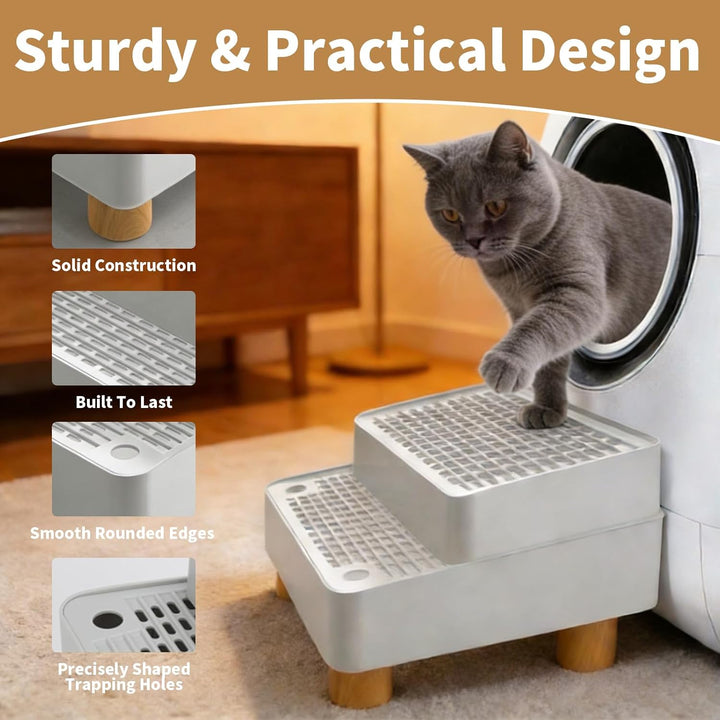 Katzenklo Treppe Doppelstufig: Katzentreppe Für Katzentoilette Mit Filterfunktion, rutschfeste Katze