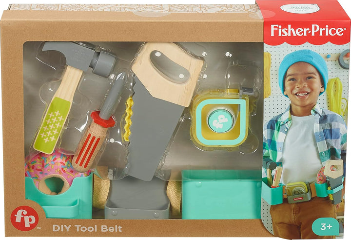 Fisher-Price GGT60 - DIY Werkzeuggürtel mit Spielzeug Werkzeug mit funktionierendem Massband, Rollen