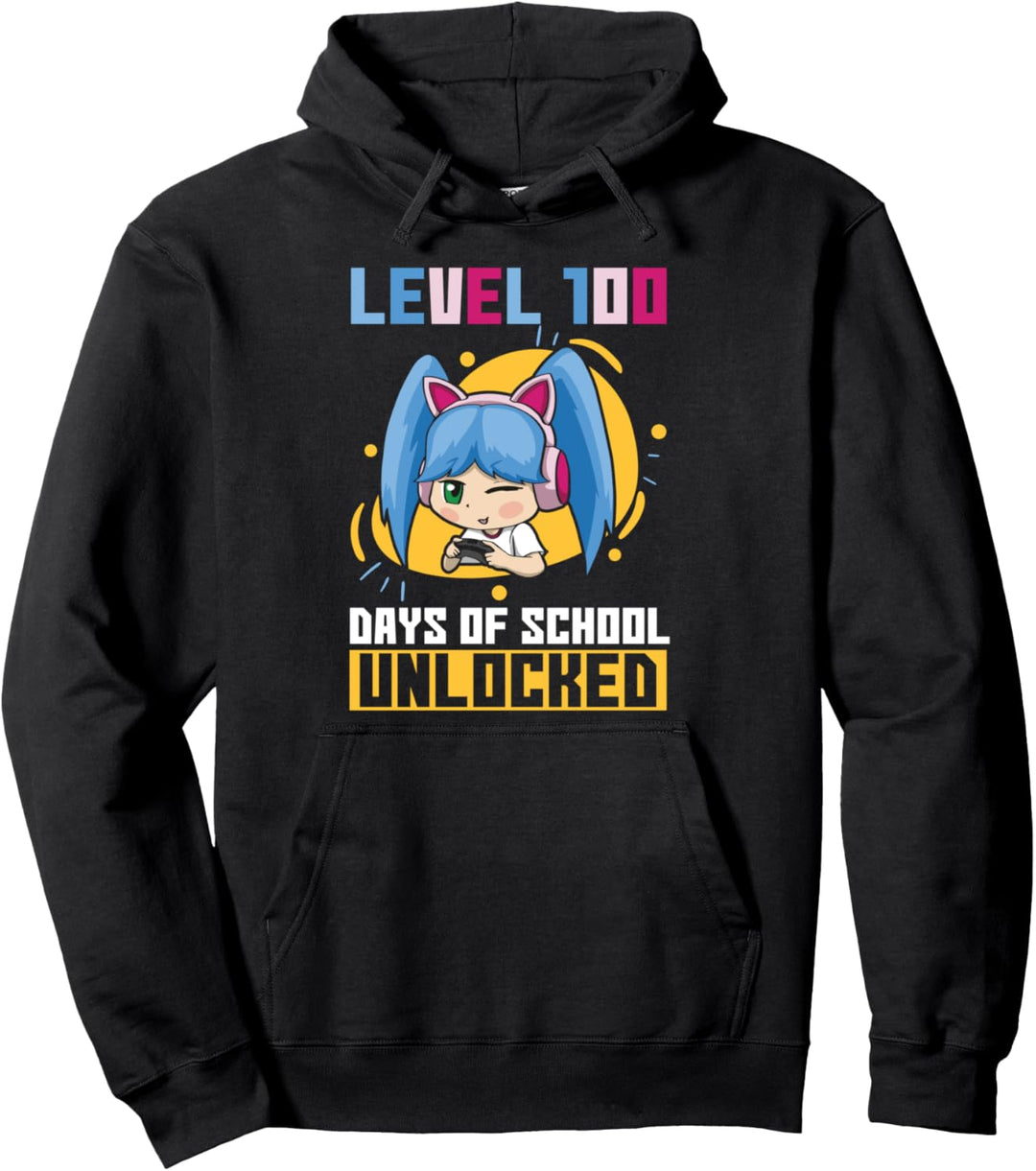 Level 100 Tage der Schule freigeschaltet Frauen Anime School Love Pullover Hoodie