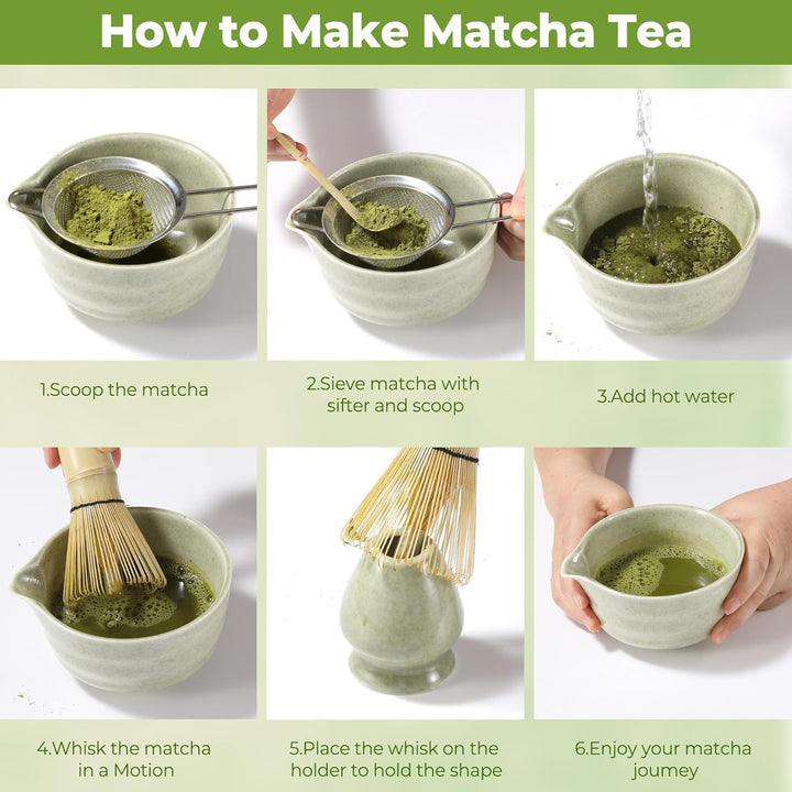 5 Stück Matcha Set, Matcha Besen Set, Matcha Schale mit Auslauf Matcha Löffel, Matcha Besen,Matcha F