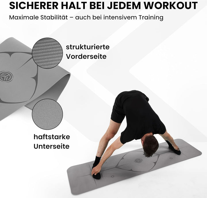Yoga Matte aus Deutscher Entwicklung – Rutschfeste &amp; gelenkschonende Yogamatte – 2 Komfort-Dicken (1