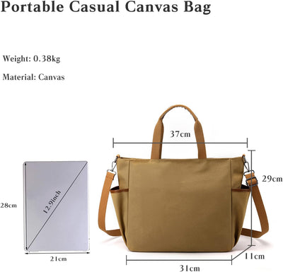 CORIOS Canvas Umhängetasche Casual Henkeltaschen Multifunktionale Schultertasche Grosse Kapazität Da