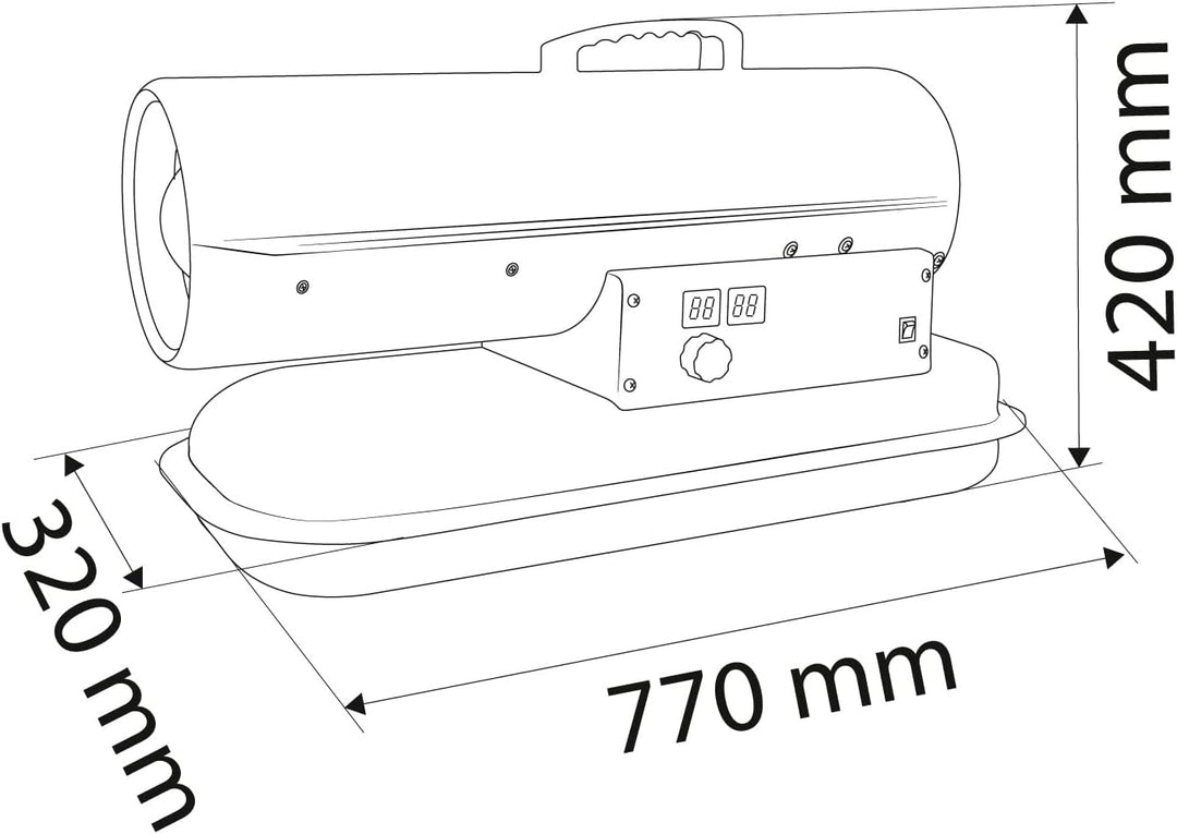NEO TOOLS Ölheizgerät 20kW, Tank 19l, Brennstoffverbrauch 1,9l/h, Luftdurchsatz 550 m3/h, ohne Räder