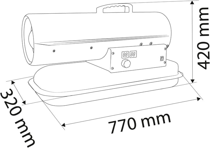 NEO TOOLS Ölheizgerät 20kW, Tank 19l, Brennstoffverbrauch 1,9l/h, Luftdurchsatz 550 m3/h, ohne Räder