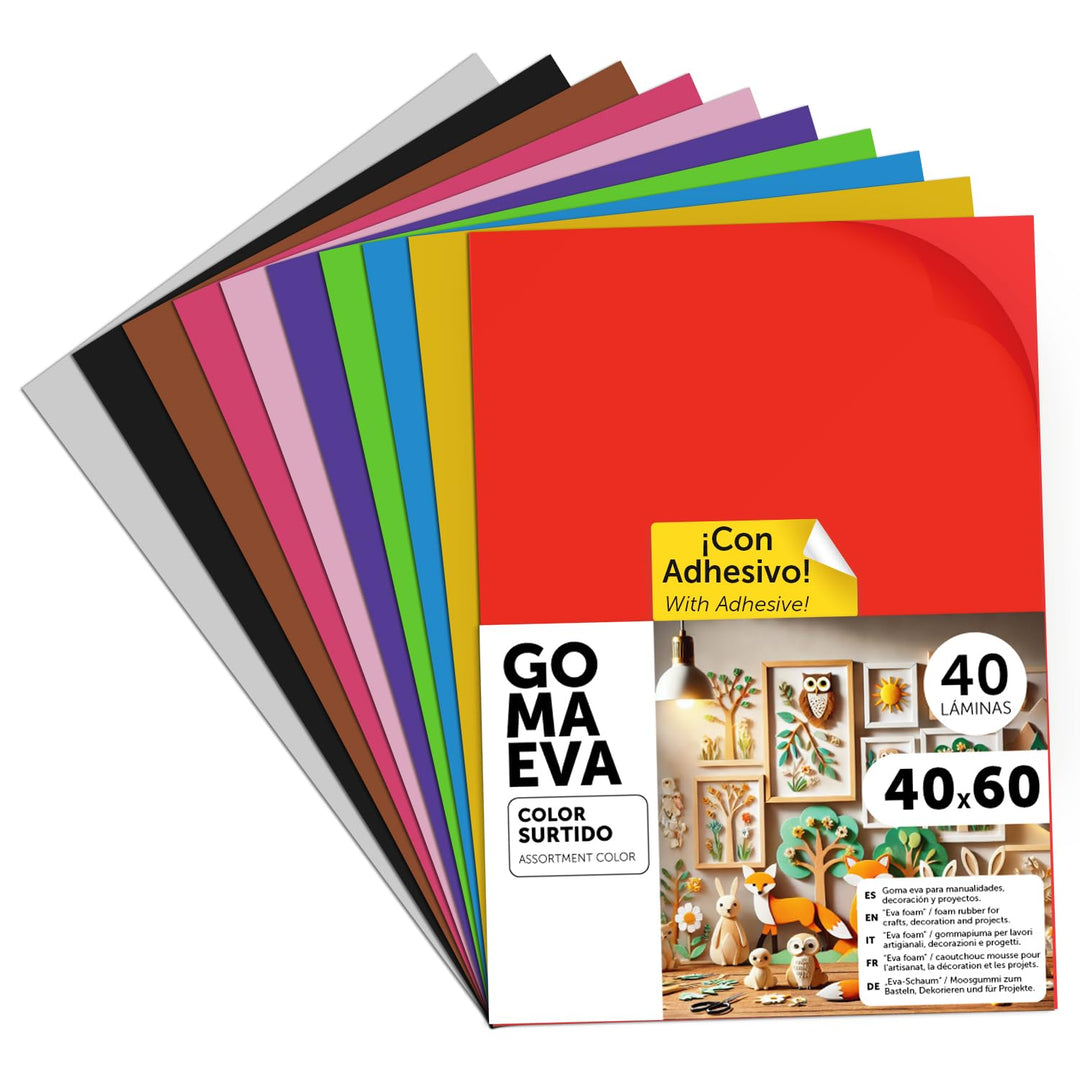 m-office Moosgummi Platten 40x60cm, Bunte EVA Foam Bastelplatten für Kinder, DIY, Schule, Deko &amp; Kun