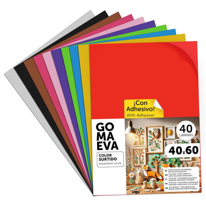 m-office Moosgummi Platten 40x60cm, Bunte EVA Foam Bastelplatten für Kinder, DIY, Schule, Deko &amp; Kun