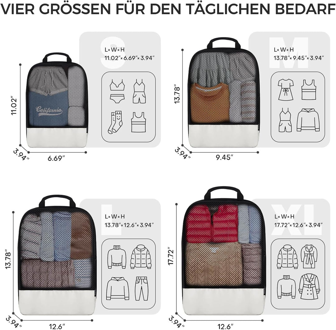 BAGLHER Packwürfel Kompression für die Reise - Extrem platzsparender Koffer-Organizer-Set, wasserdic