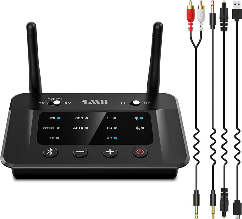 1Mii B03 Bluetooth 5.0 Transmitter Sender Empfänger für TV, aptX HD Low Latency Drahtloser Audioadap