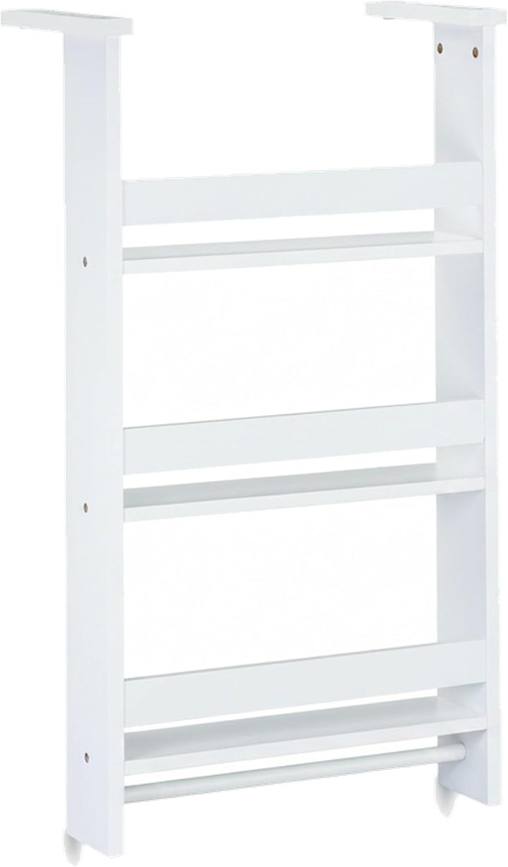 Relaxdays Hängeregal für Kühlschrank, Aufbewahrung von Gewürzen, mit Küchenreling & 5 Haken, MDF, HB