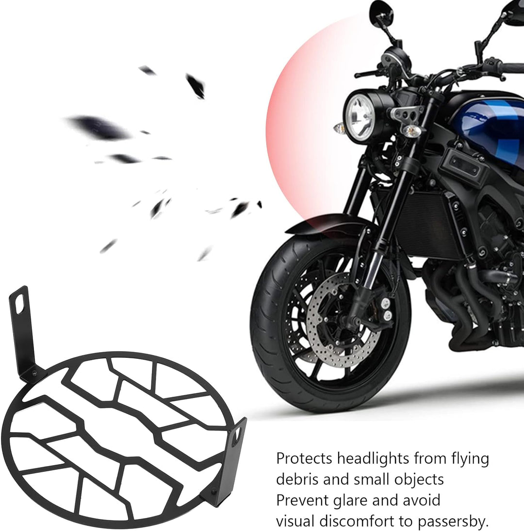 Qiilu Motorrad-Scheinwerferschutz Motorrad-Schutzgitterabdeckung mit Halterungsschraube Rostfreier S