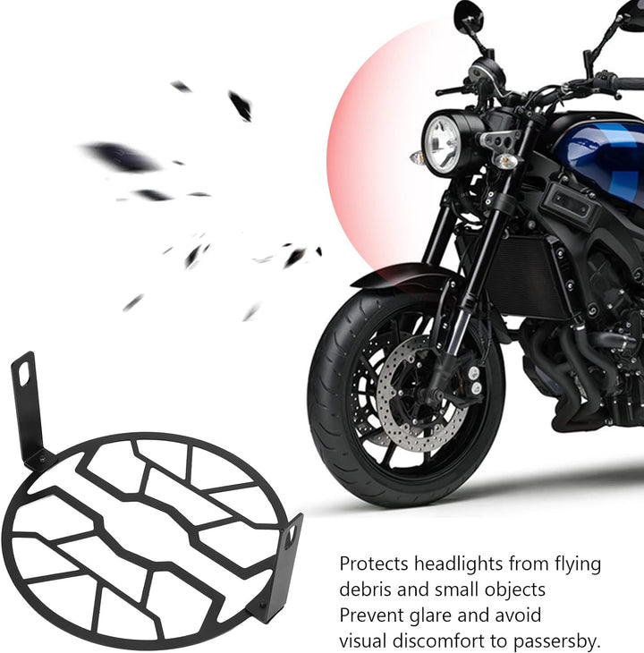Qiilu Motorrad-Scheinwerferschutz Motorrad-Schutzgitterabdeckung mit Halterungsschraube Rostfreier S