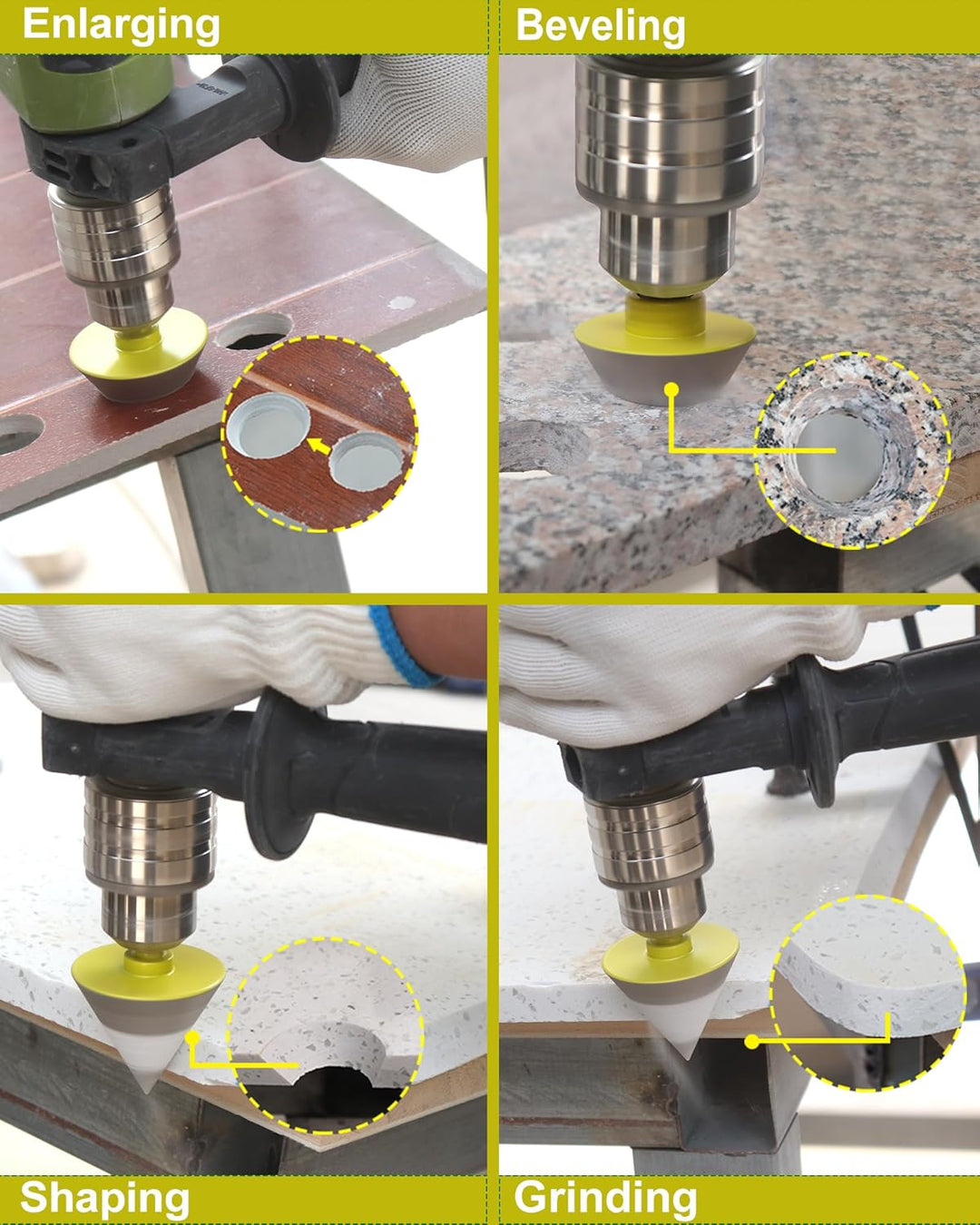 Diamant Fasenbohrer 20mm Fliesenfräser SANLEETEK - Anfasen, Formen, Vergrössern und Schleifen von Lö