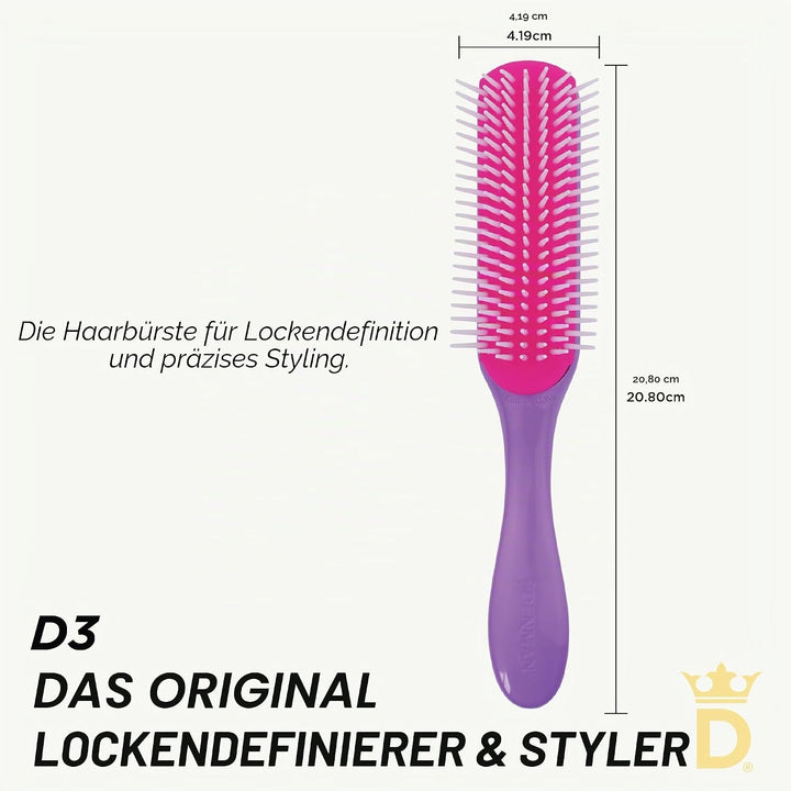 Denman Curly Hair Brush D3 (African Violett), 7-reihige Stylingbürste zum Entwirren, Trennen, Formen
