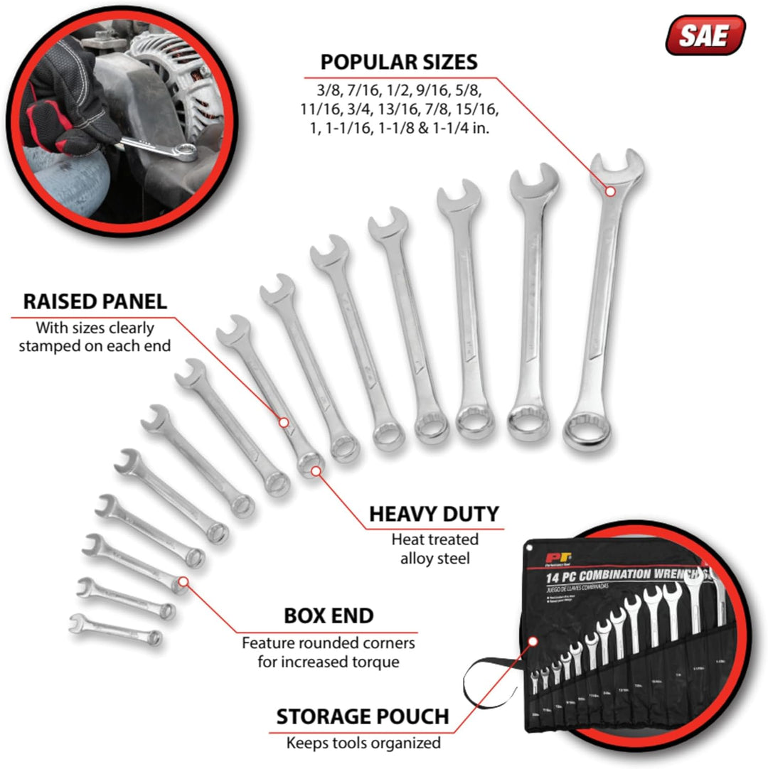 Performance Tool Stück Ratschenmechanismus Bit und Socket Set 5, W1114 14pc SAE Combination Wrench S