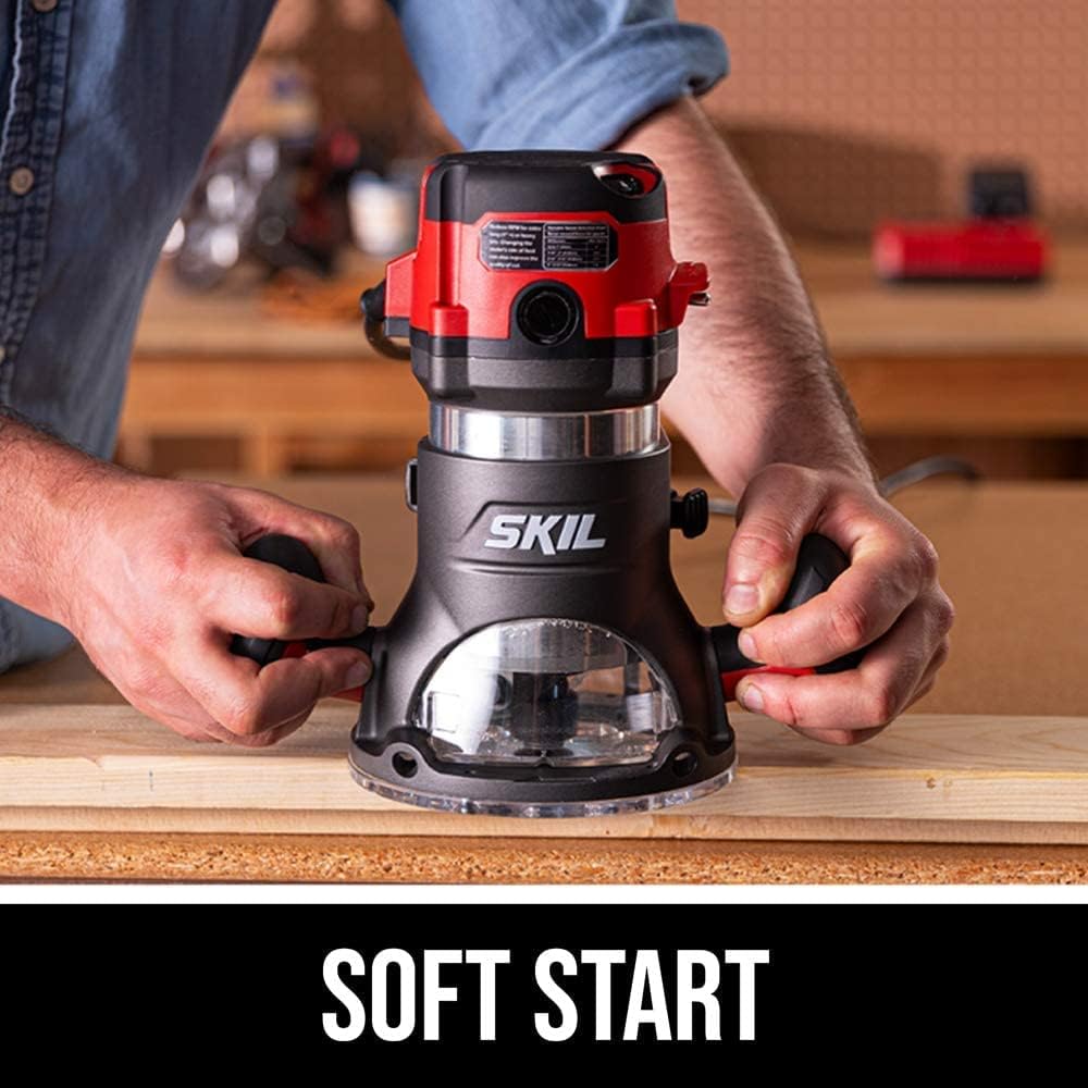 SKIL RT1323-01 Oberfrästisch und 10-Ampere-Fixsockel-Fräser-Set