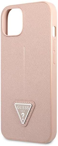 GUESS GUHCP14SPSATLP Hülle für iPhone 14 6,1" rosa/pink hardcase SaffianoTriangle Logo