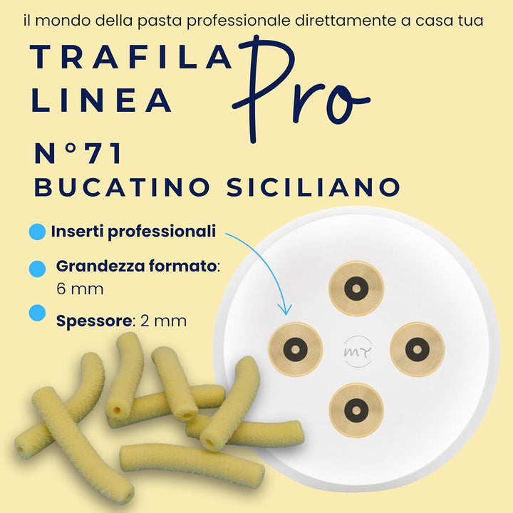 My Trafile - Matrize Linie Pro N°71 Bucatino Siciliano aus POM mit professionellen Einsätzen kompati