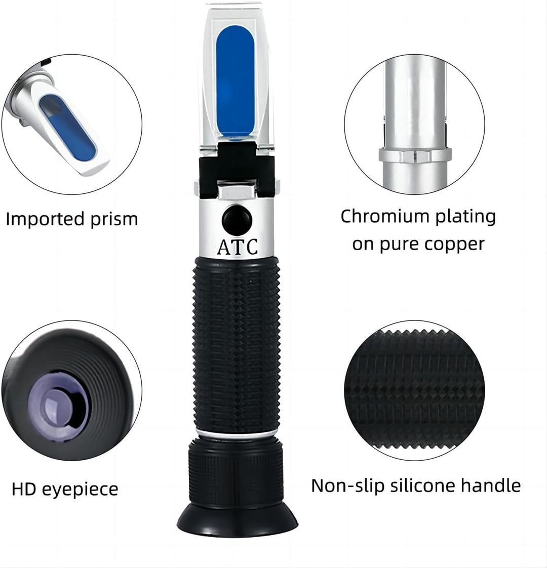 Winegrower Refractometer, 0-32 Brix, 0-140 Oechsle, 0-27 KMW, Automatische Temperaturkompensation (A