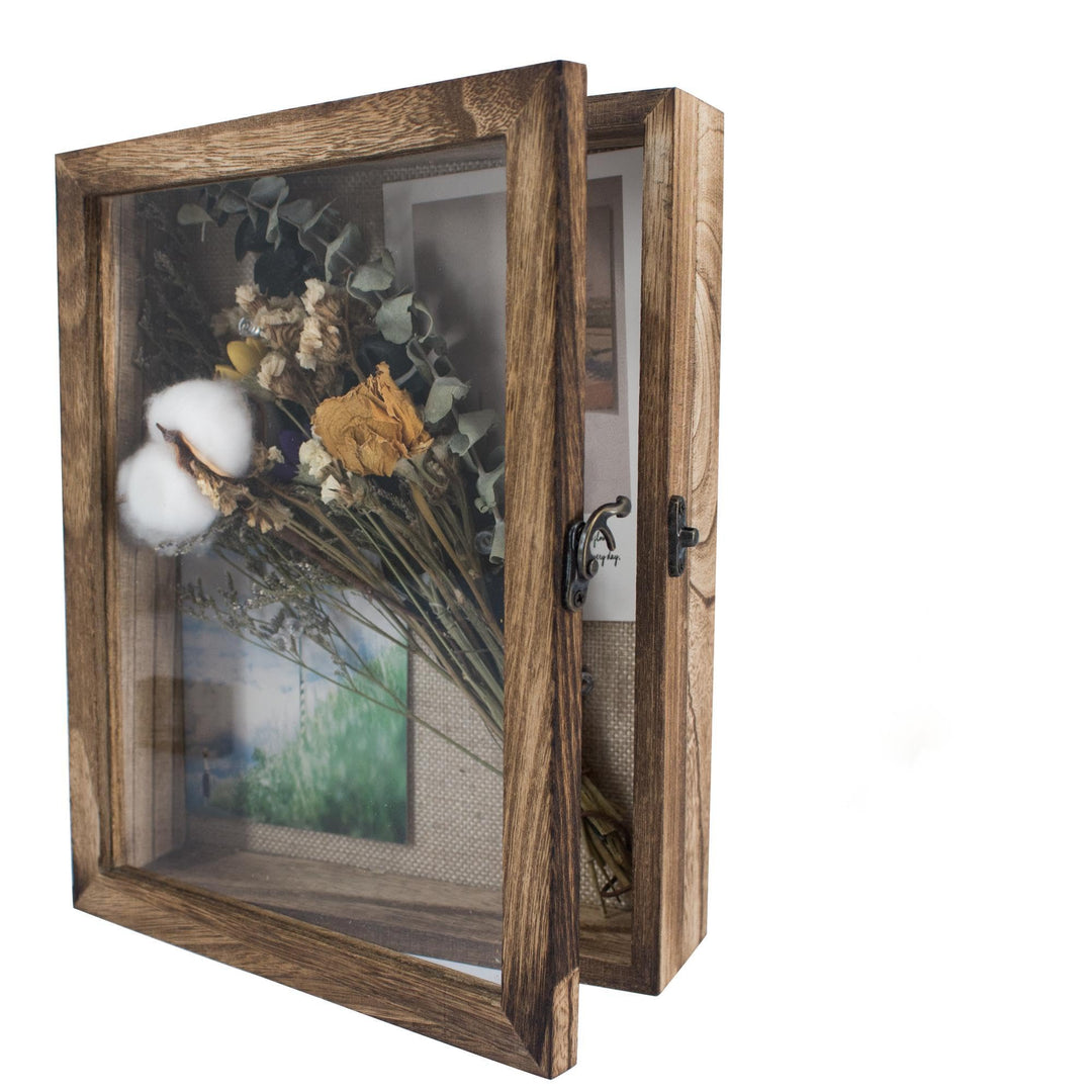 GraduatePro 3D Bilderrahmen zum Befüllen Glasscheibe Holz Box für Objektrahmen DIY Tiefer Rahmen Fot