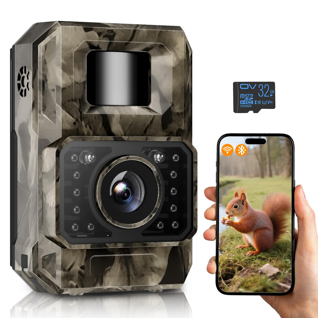 MAXDONE Wildkamera mit Bewegungsmelder Nachtsicht Bluetooth - WLAN mit Handyübertragung App Wiederau