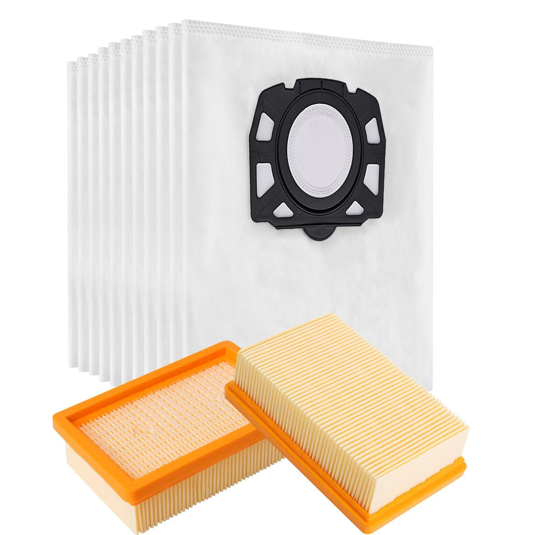 10 Kärcher Staubsaugerbeutel mit 2 Filter Ersatz für Kärcher WD4 WD5 WD6 WD5P WD6P MV4 MV5 MV6, Filt