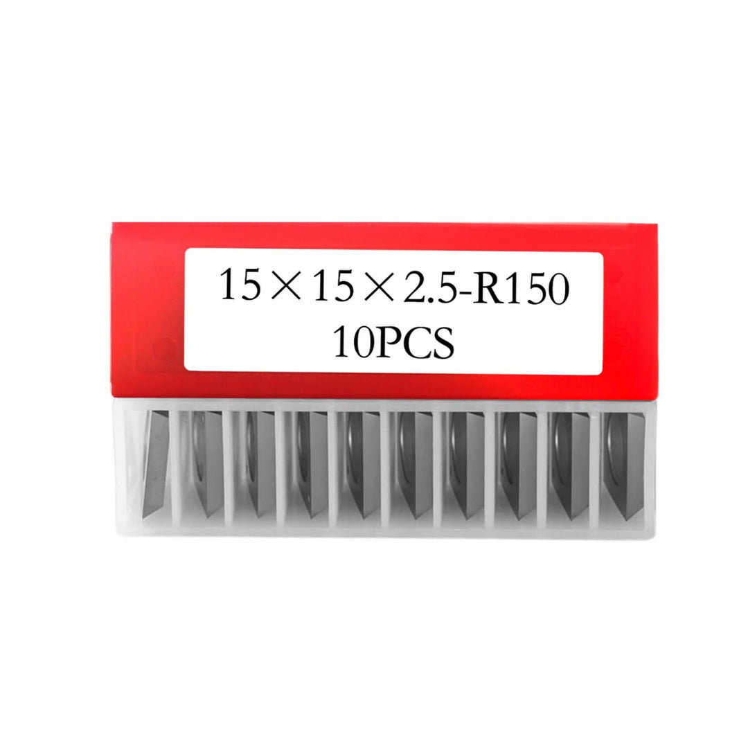 10 Stück quadratische Hartmetall-Einsätze, Messer für Hobel-Spiralschneider, 15 x 15 x 2,5 mm, 30°-W